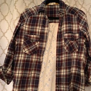 Lace back flannel